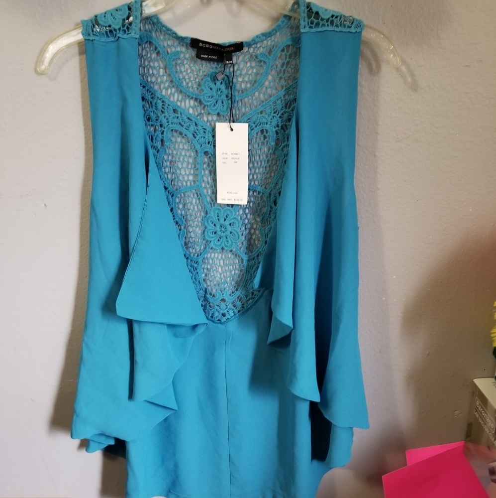 Bcbgmaxazria blue cardigan vest